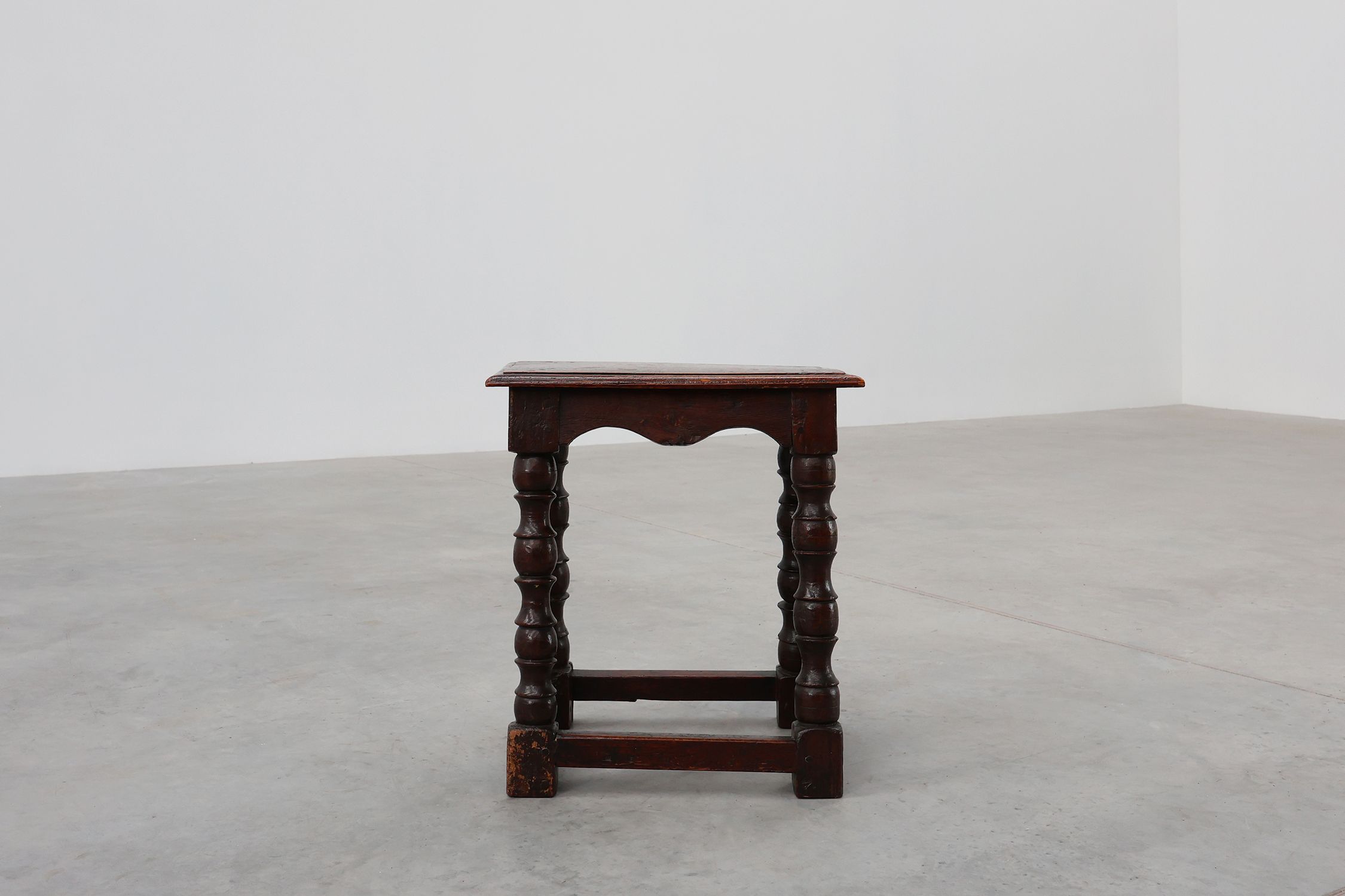 19th Century oak rectangular joint stool or table with turned legs, France ca. 1820thumbnail